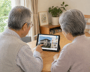 カラーシミュレーションをやっている老夫婦
