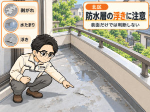 北区防水層の浮きに注意