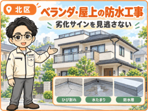 北区ベランダ屋上の防水工事
